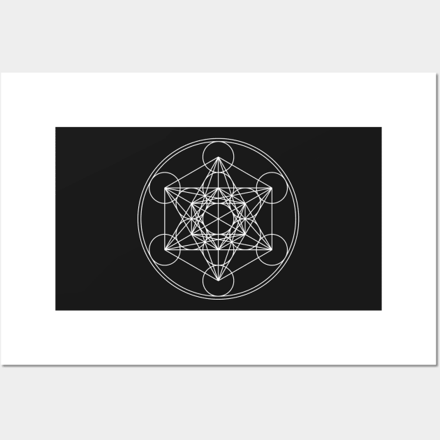 Black n White Metratons Cube Sacred Geometry Print Wall Art by ClaudiaFlores